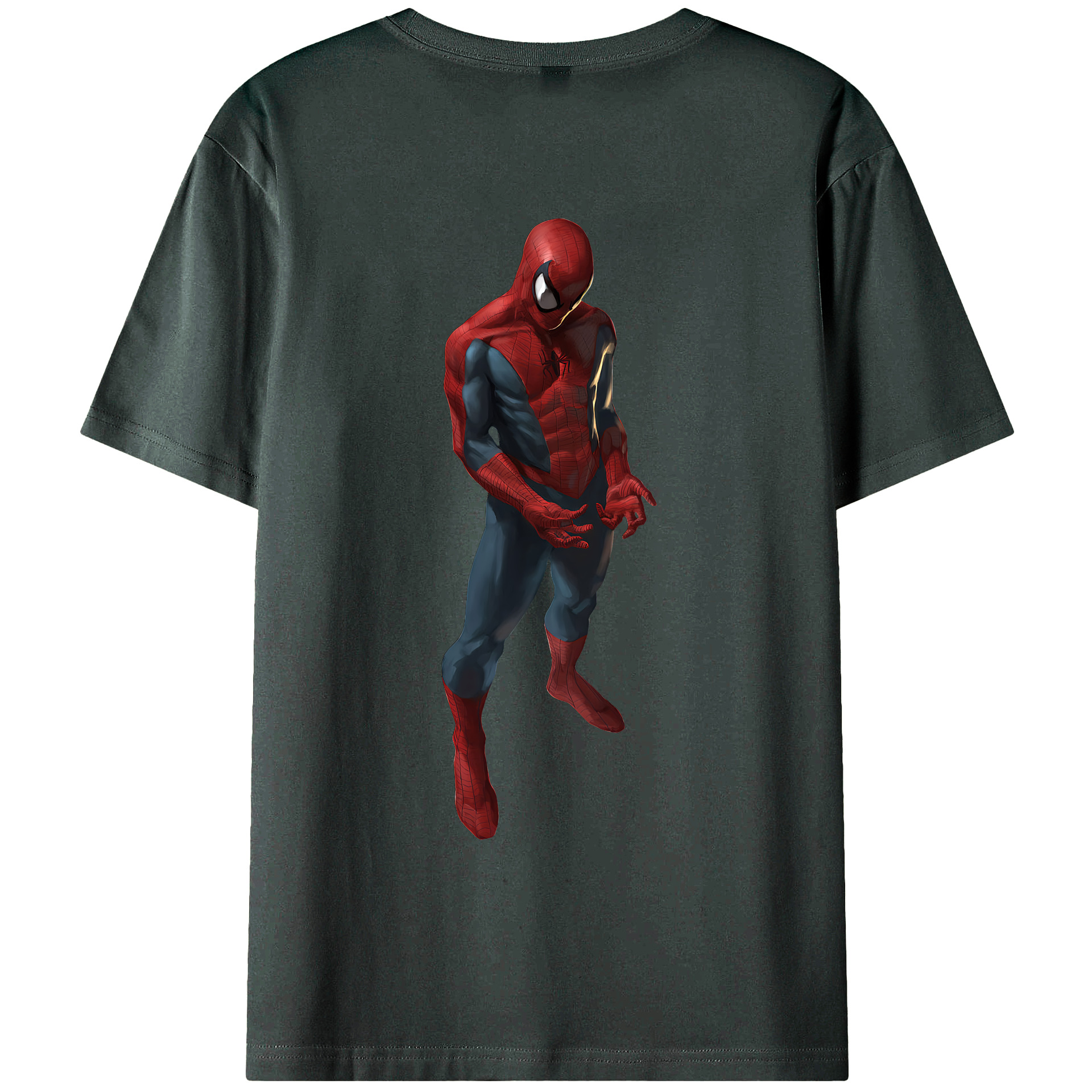 （画像用） Spider Man スパイダーマン 綿100％ メンズ半袖Tシャツ（バックプリント） 通気性